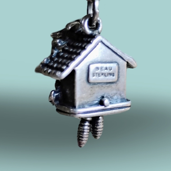 Vintage BEAU Sterling Silver Cuckoo Clock Movable Pendulums Charm Pendant​​ - Picture 2 of 8